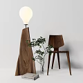 Quiet log single chair floor lamp 3d model