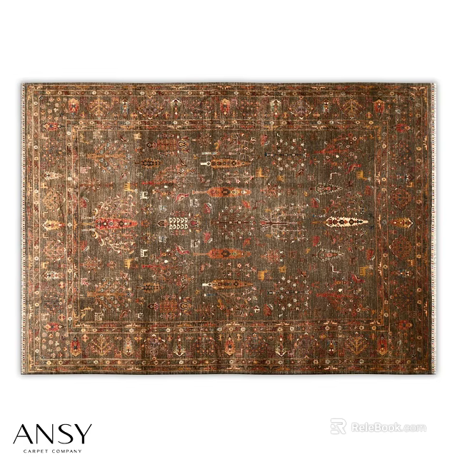 Square Rug With Intricate Traditional Patterns And Earth Tones For Home Decor 3d model 