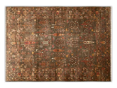 Square Rug With Intricate Traditional Patterns And Earth Tones For Home Decor 3d model