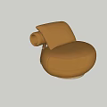 Modern Brown Leather Single Sofa With Round Shape And Comfortable Backrest Design 3d model