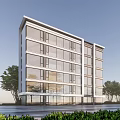 Modern Residential Building Simple Multi-storey Residence 3d model