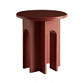 Modern Burgundy Side Table With Round Top And Arched Cutout Design 3d model