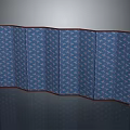 Blue Patterned Folding Screen With Multiple Panels And Wooden Frame For Home Interior 3d model