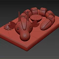 Snake Shaped Sushi Platter With Decorative Head Green Garnish On Wooden Tray And Soy Sauce