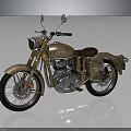 Gold Vintage Motorcycle With Brown Leather Seat And Shiny Metallic Engine
