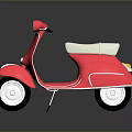 Pink Retro Scooter With White Seat And Black Wheels On Dark Background