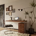 Modern Desk Office Desk Middle Ancient 3d model