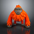 Orange Gorilla Character Figure With Fluffy Mane Gray Face And Standing Pose