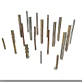 Arrangement Of Metal Columns With Various Colors And Different Heights On White Background