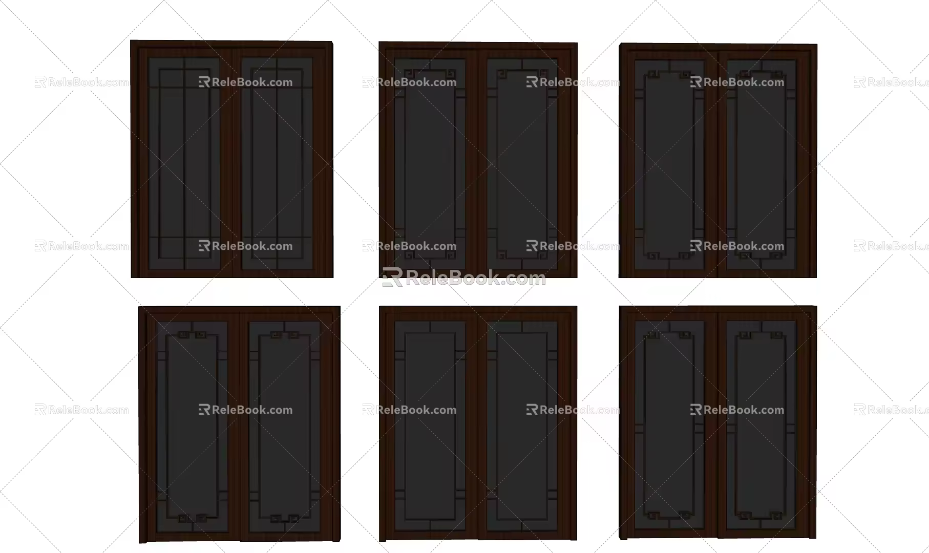 New Chinese-style sliding window grilles 3d model