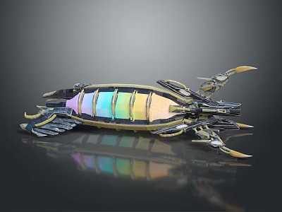 Futuristic Mechanical Device With Colorful Panels Metallic Armor And Reflective Surface 3d model