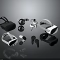 Black And White Modern VR Headsets And Controllers Electronic Devices Showcase 3d model