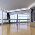 Spacious Fitness Dance Studio With Wooden Floor Large Windows And Ballet Barres