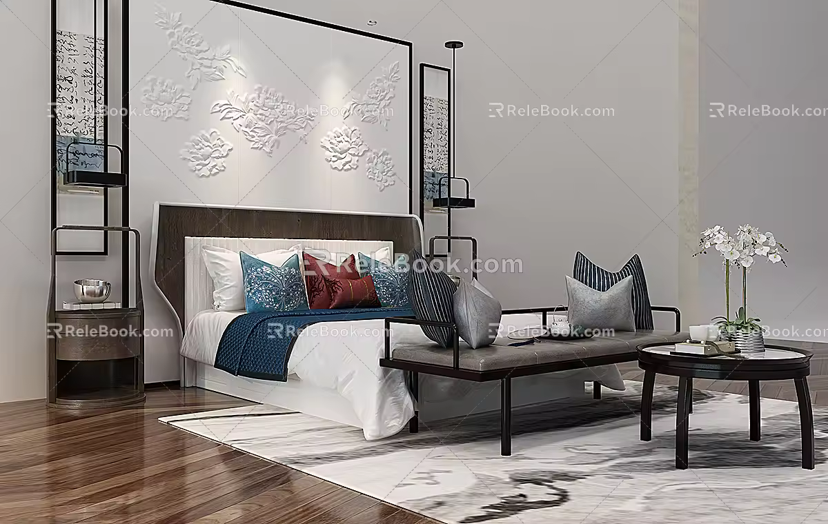 Background double bed 3d model