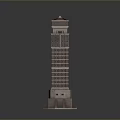 Tall Tower Building Model With Multi Story Brown White Exterior Red Base Decoration And Reflection