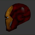 Innovative Weapon Themed Iron Man Helmet 3D Model With Red Orange Glowing Eyes