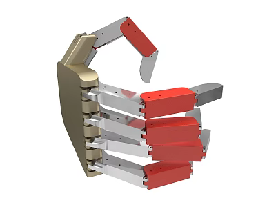 Mechanical Gripper Equipment With Red Components And Metal Joints For Industrial Use 3d model