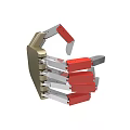Mechanical Gripper Equipment With Red Components And Metal Joints For Industrial Use