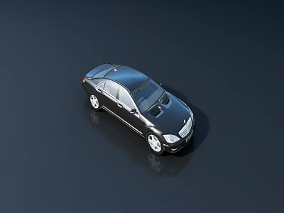 Sleek Black Modern Luxury Sedan With Shiny Body On Dark Background 3d model