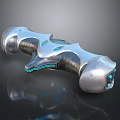 Futuristic Silver Sci Fi Device With Blue Glowing Accents And Textured Details
