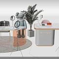 Modern Table and Chair Set With Marble Top Plant Lamp and Beauty Decor