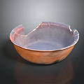 Handcrafted Copper Sculpture Carving Bowl Shaped With Natural Patina And Textured Surface