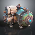 Vintage Industrial Mechanical Device With Blue Glowing Component And Metal Structure 3d model