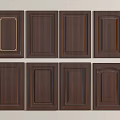 Dark Brown Cabinet Doors With Various Styles And Golden Frame Details