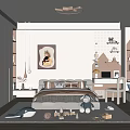 Cozy Kids Room Interior With Bed Stuffed Toys Play Rug And Wall Art