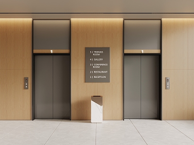 Elevator hall elevator door 3d model