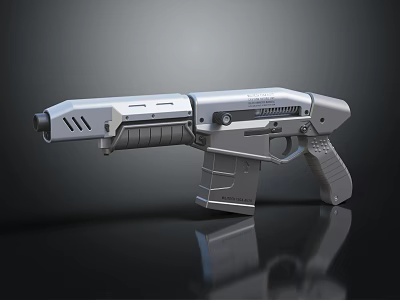 Futuristic Silver Pistol With Sleek Modern Design And Advanced Ergonomic Grip Details 3d model