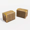 Two Brown Cardboard Boxes Sealed With Yellow Tape For Packaging 3d model