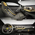 Gray Sports Car With Yellow Stripe Front And Rear Views