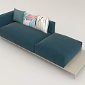 Modern Blue L shaped Sectional Sofa With Striped And Patterned Throw Pillows And Light Frame 3d model