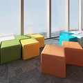 Colorful Modular Public Chairs With Vibrant Hues For Modern Indoor Public Space
