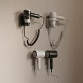 Wall Mounted Hair Dryers In Black And White With Different Styles