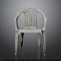 White Plastic Chair With Armrests And Slat Back Design For Modern Spaces