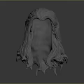 Game and Movie Character 3D Head Model with Long Flowing Hair Sculpture