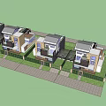 Modern Semi Detached Villa Exterior With Large Glass Windows And Balcony Terrace