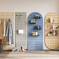 Wooden Wall Decor with Hooks and Shelves for Hanging Clothes and Home Storage