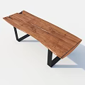 Wooden Dining Table With Natural Wood Grain And Black Metal Legs Design