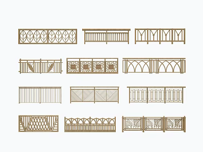Different Decorative Fence Railing Designs With Ornate Patterns And Styles 3d model