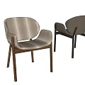 Modern Comfortable Accent Chairs With Curved Backrest Upholstered Fabric And Wooden Legs