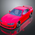 Red Two Door Sports Car With Rear Spoiler And Shiny Alloy Wheels 3D Render