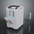 White And Brown Medical Oxygen Concentrator With LCD Screen Small Bottle Control Panel And Wheels