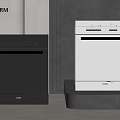 Modern Poliform Kitchen Appliances Featuring Black And White Smeg Dishwashers Design 3d model