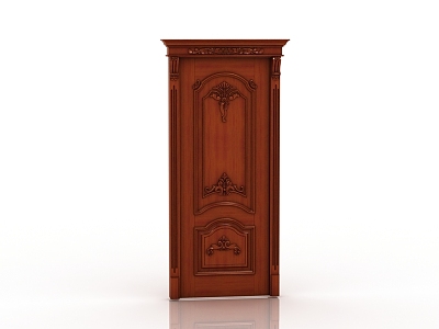 European-style solid wood door 3d model