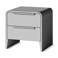 Modern Black Bedside Table With Two Light Wood Drawers And Gold Handles
