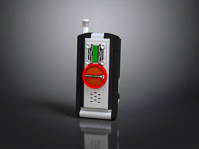 Handheld Digital Communication Device With Antenna And Red Operation Button 3d model