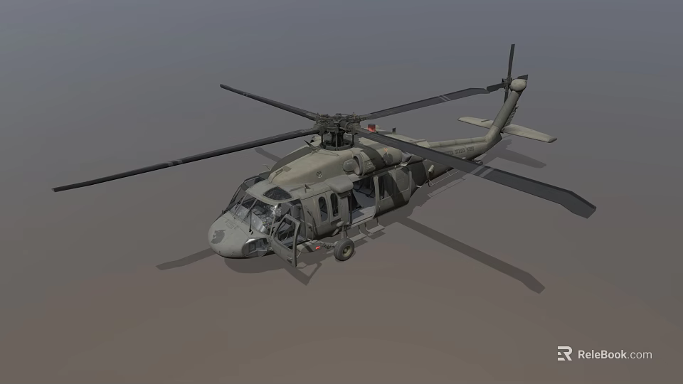 Military Helicopter 3D Model With Camouflage Finish Rotor Blades And Cockpit Details 3d model 